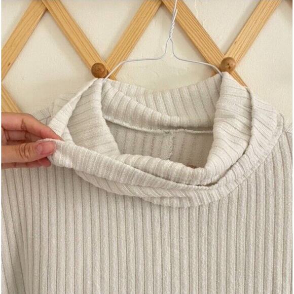 Anthropologie Sweater Women's Medium Maeve Cowl Neck Cream Ribbed Relaxed Fit - Picture 5 of 9